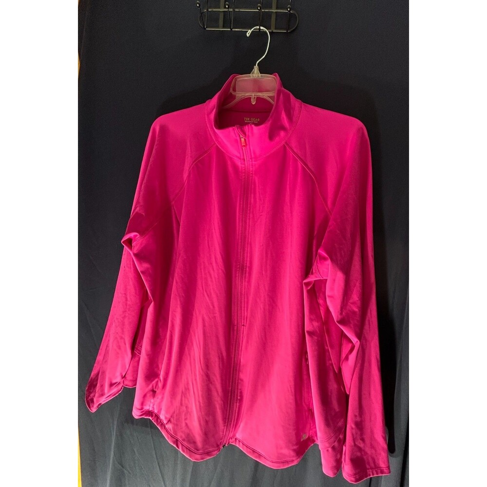 Tek Gear Plus 4X Hot Pink Full Zip Jacket Hoodie Thumb Holes Athletic Workout